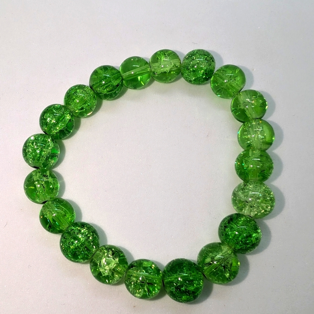 Emerald blown glass beads bracelet